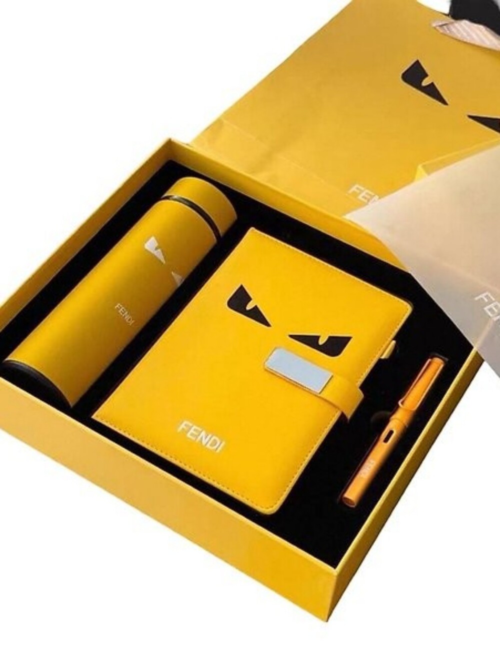 Fendi Monster Notebook/Tumbler Set w/ Box with Iconic Eye Design